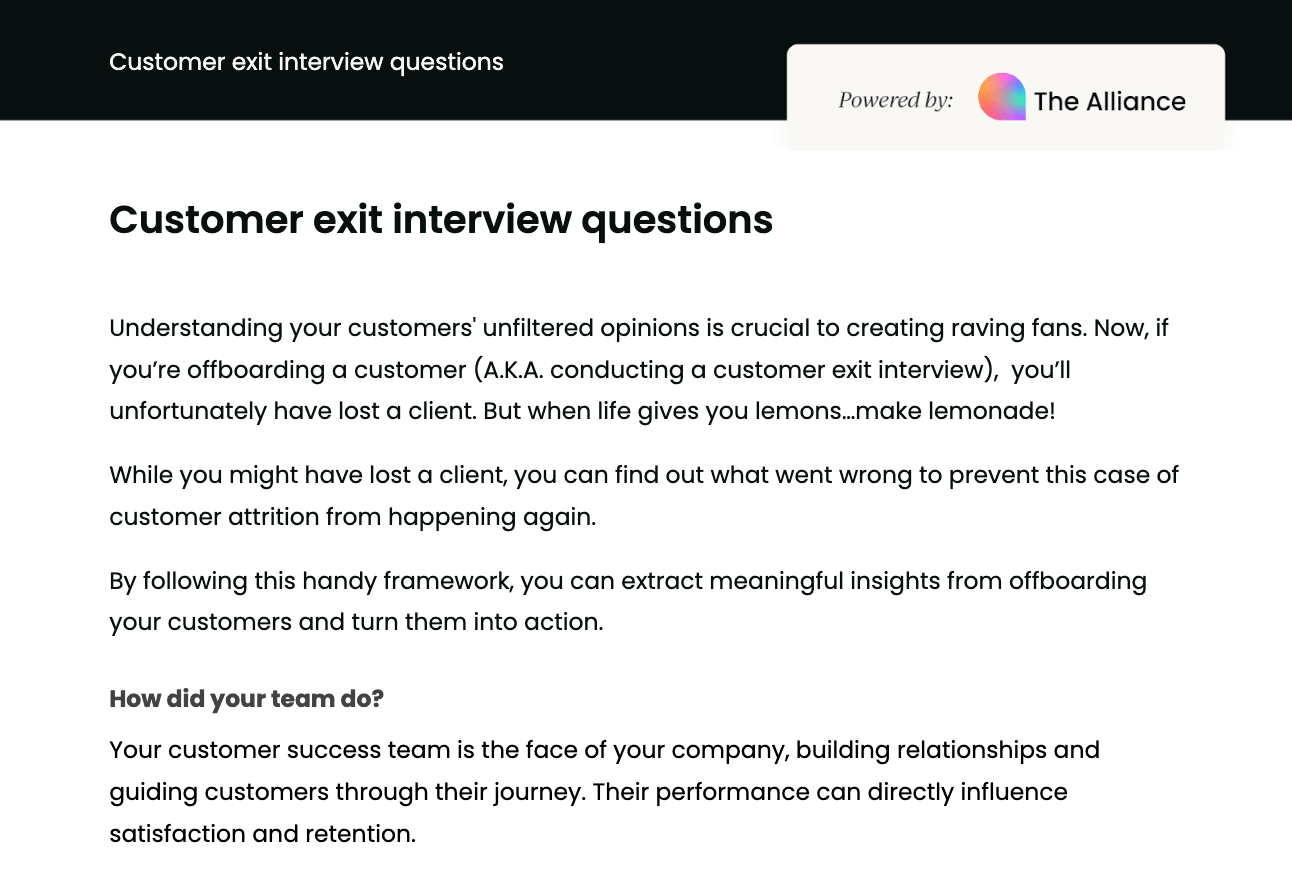 Customer exit interview questions