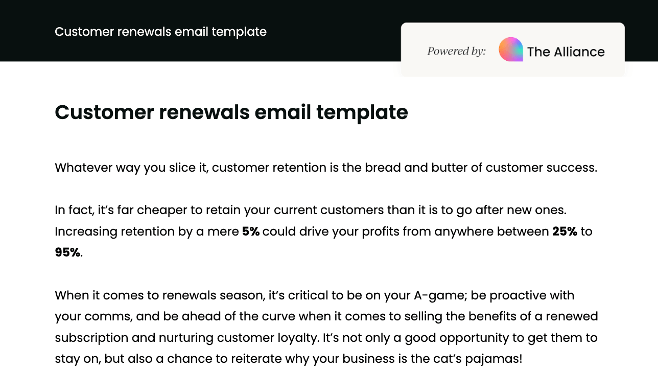 Customer renewals email template