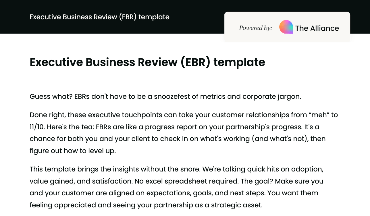 Executive Business Review (EBR) template
