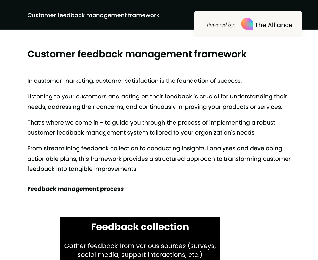 Customer feedback management framework