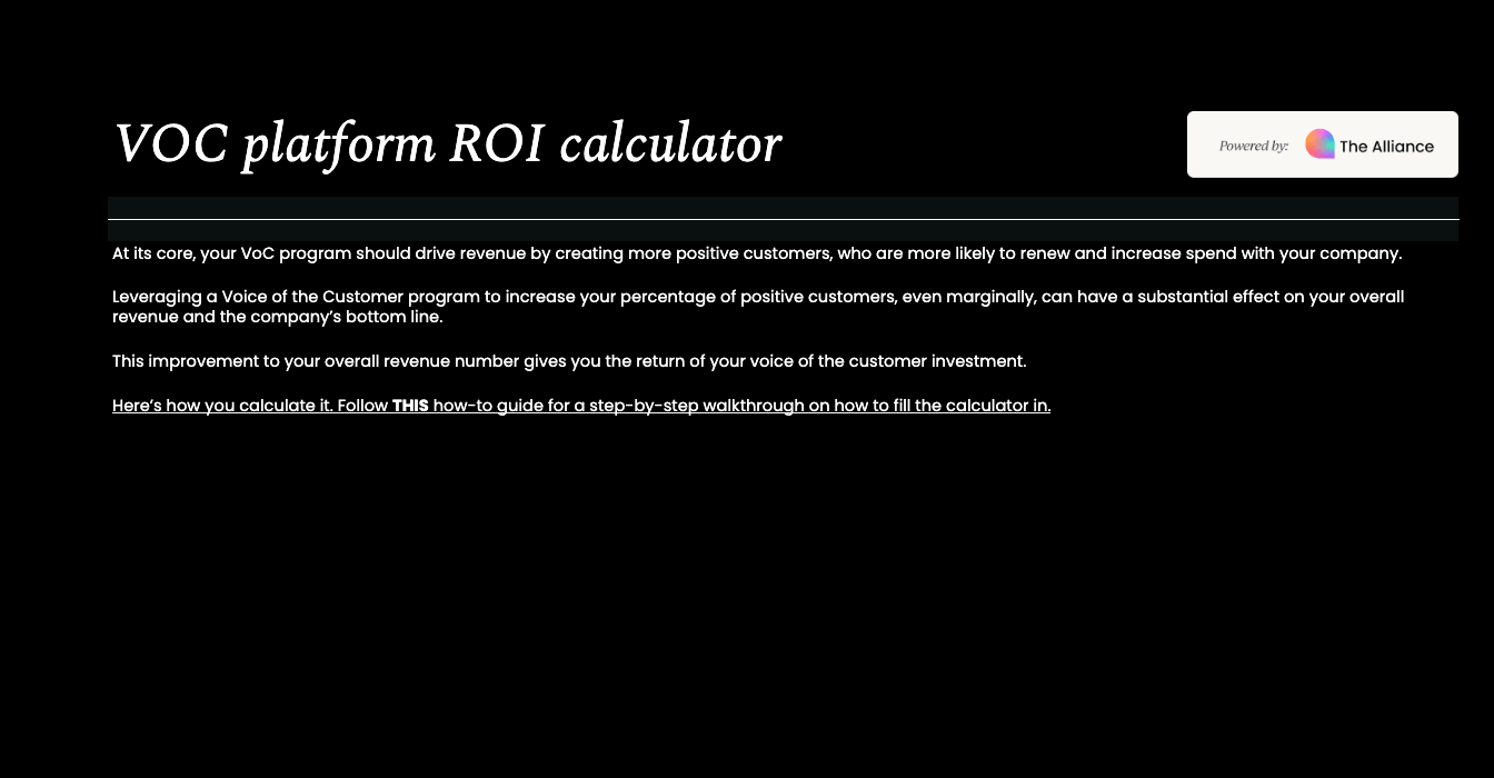 VoC platform ROI calculator