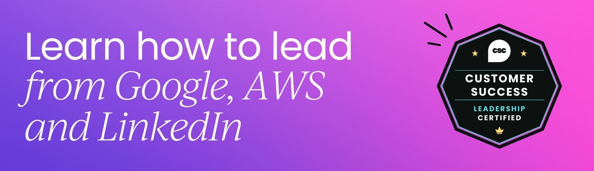 CS Leadership Certified: Google, AWS and LinkedIn