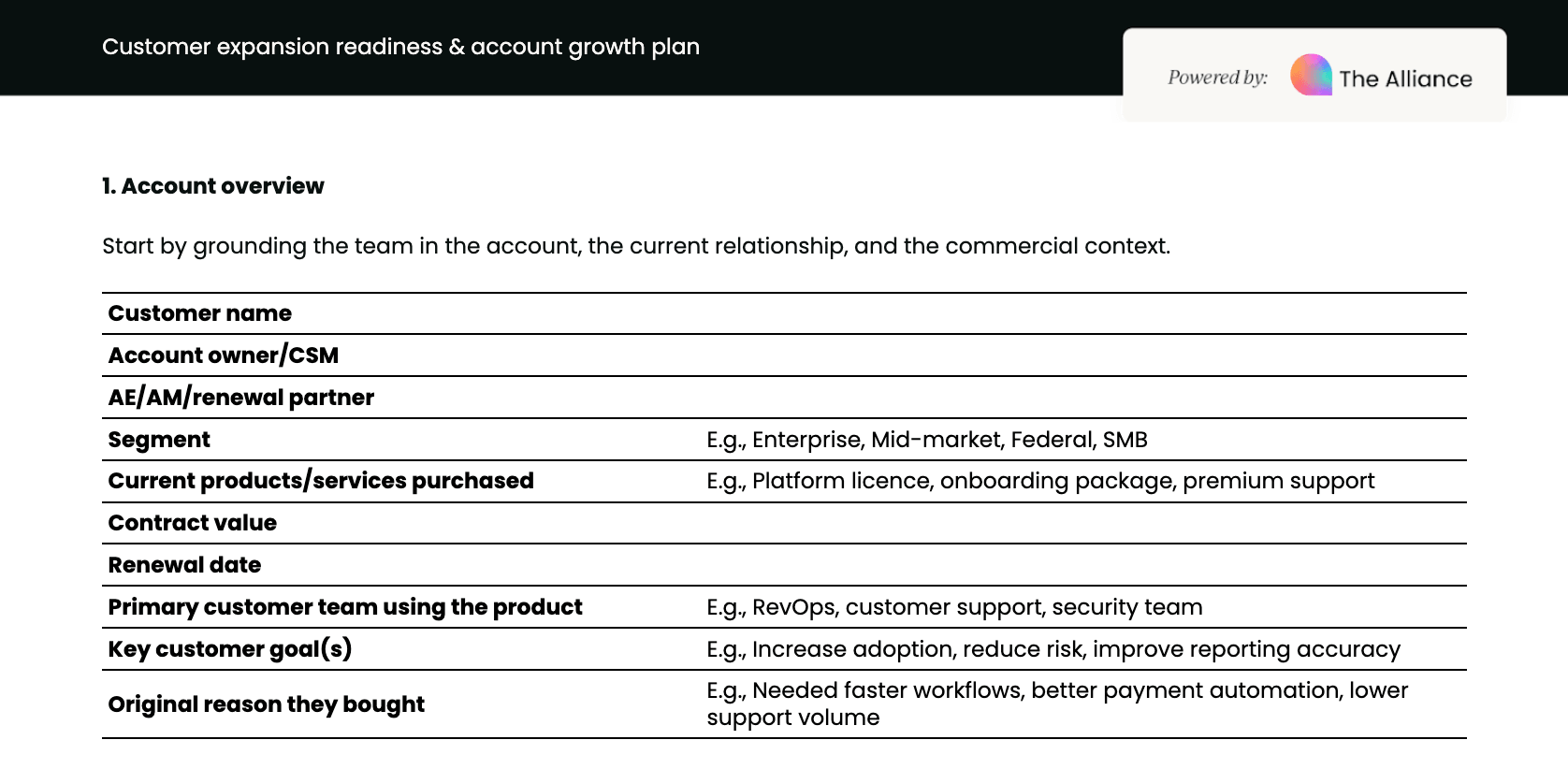 Customer expansion readiness & account growth plan