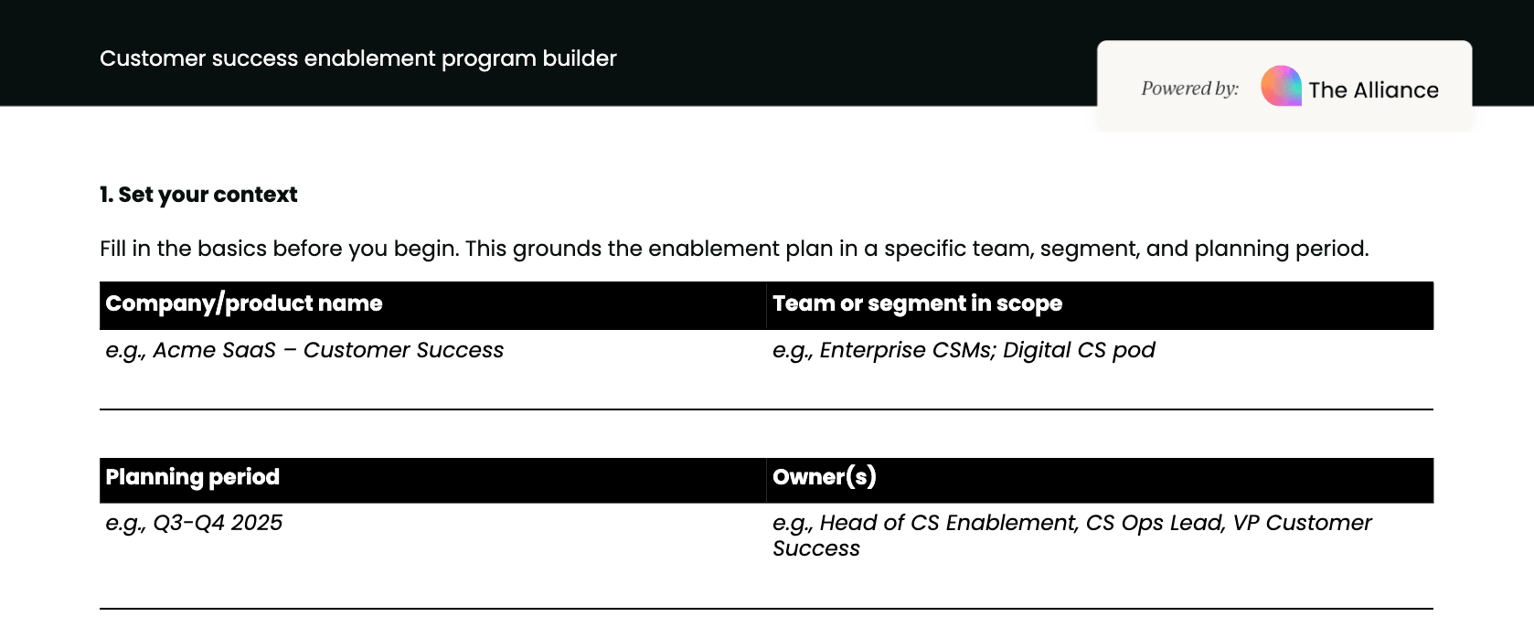 Customer success enablement program builder