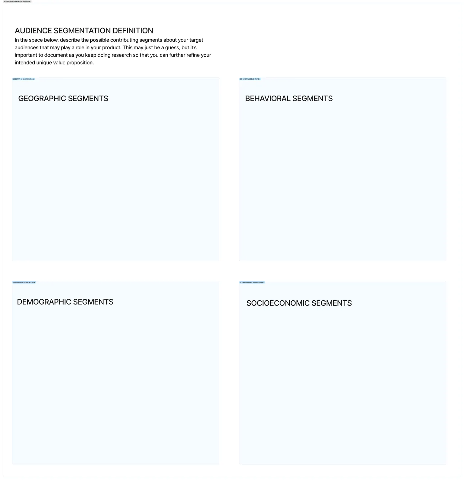 Template: Audience Segments, Motivations , Goals, and Use Cases