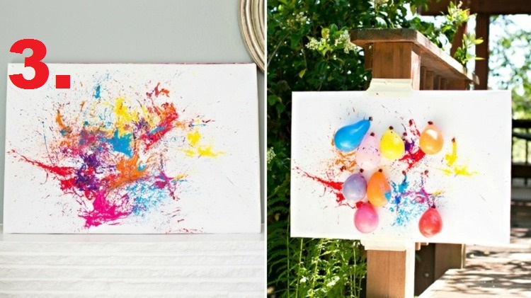 Keilrahmen gestalten ballon idee spritzen dart pfeile kinde geburtstag spiel idee.jpg