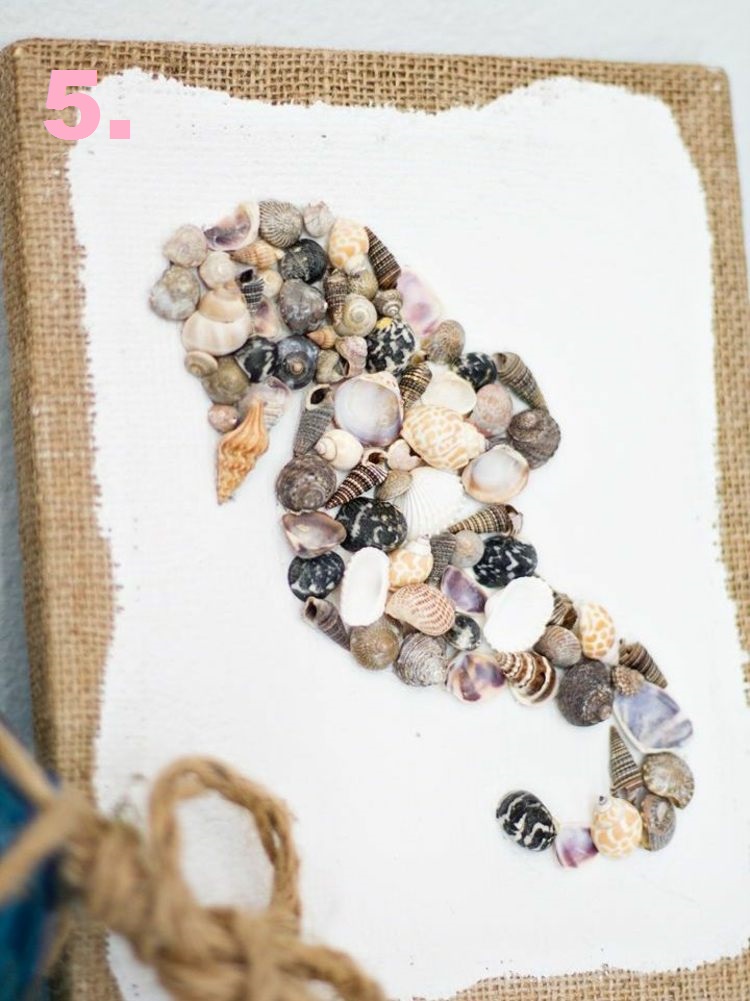 Keilrahmen gestalten muscheln seepferd leinen rustikal weiss farbe.jpg