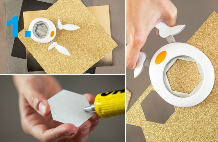 Keilrahmen gestalten stanzen sechseck kleben uhu kleber.jpg