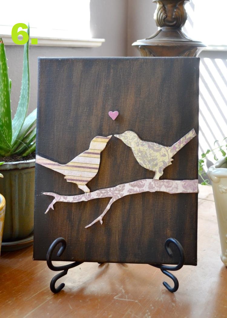 Keilrahmen gestalten vogel bild 3d pappe braun hintergrund.jpg