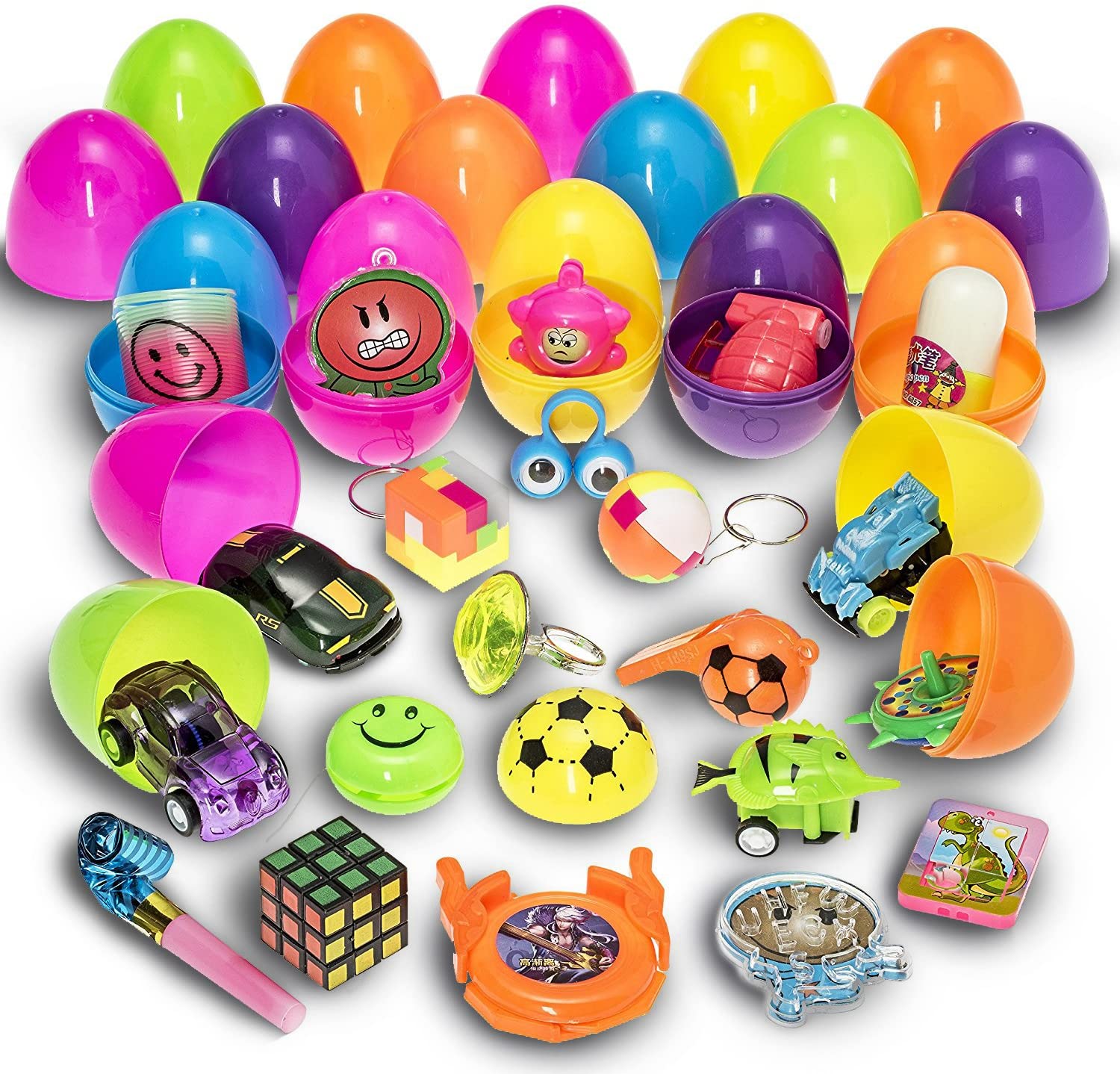 Ostereier mit Spielzeug als Geschenk für Kinder