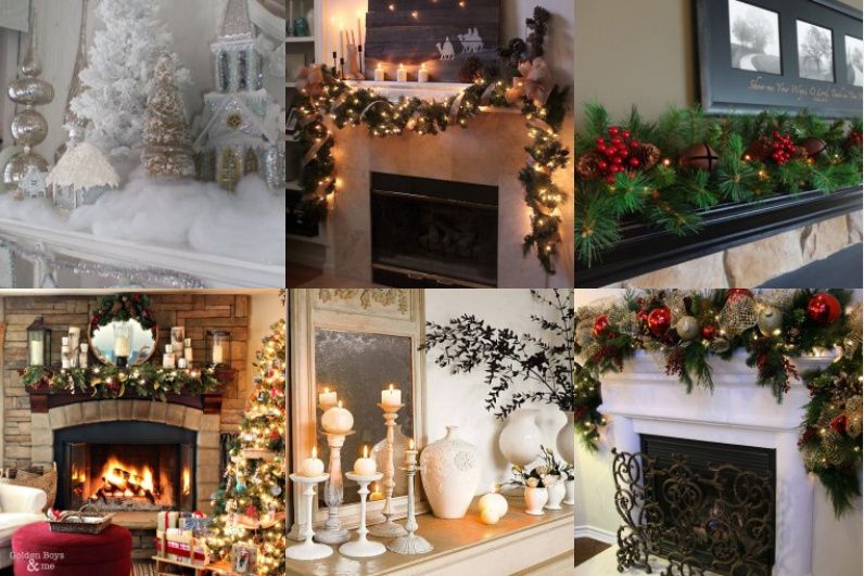 Kaminsims für Weihnachten dekorieren