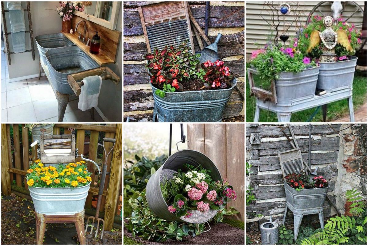 Stimmungsvolle Gartendeko mit alter Zinkwanne ;)