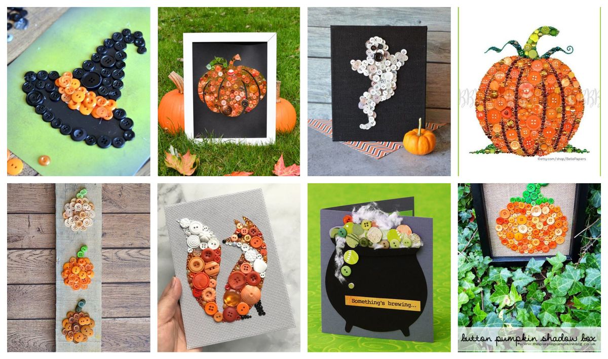 Mit Knöpfen zu Halloween und Herbst basteln :)