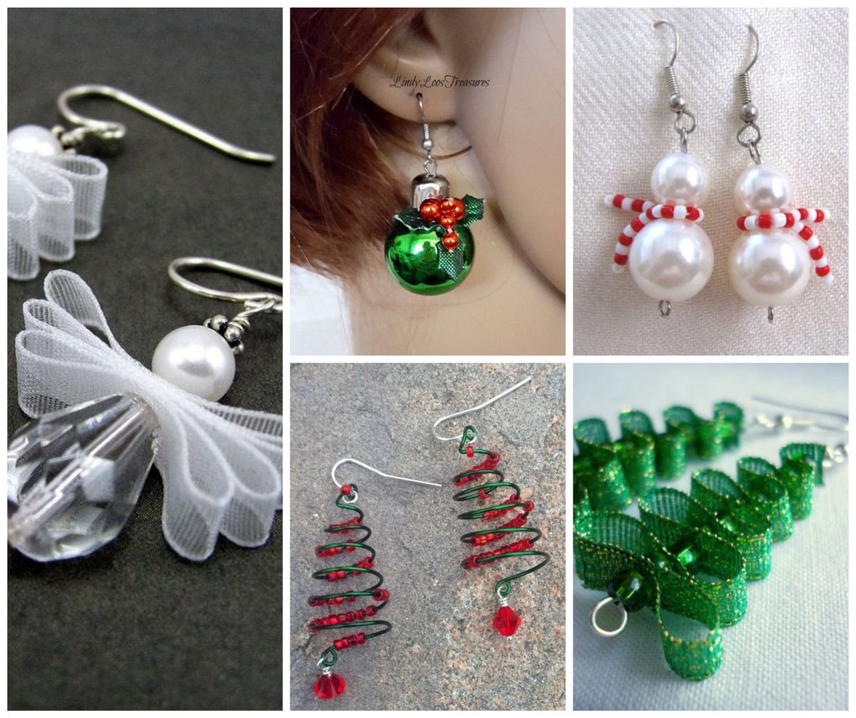 Selbstgemachte weihnachtliche Ohrringe – einfache und schöne