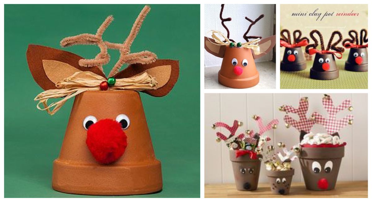 Rudolf- Rentier im Tontopf als Weihnachtsdekoration :)