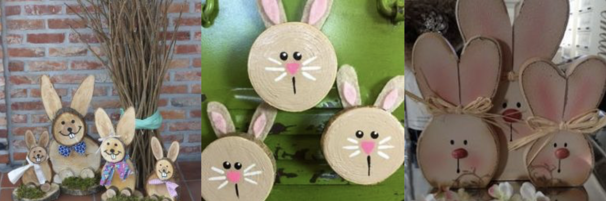 Süße Osterhasen aus Holzscheiben zum Selbermachen :)
