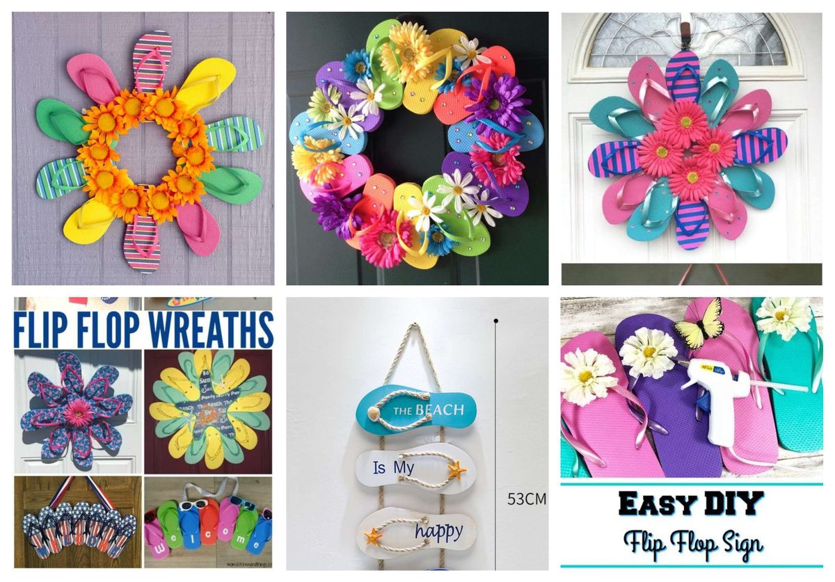 Türkränze für Sommer selber machen: originelle Ideen mit Flip Flops :)
