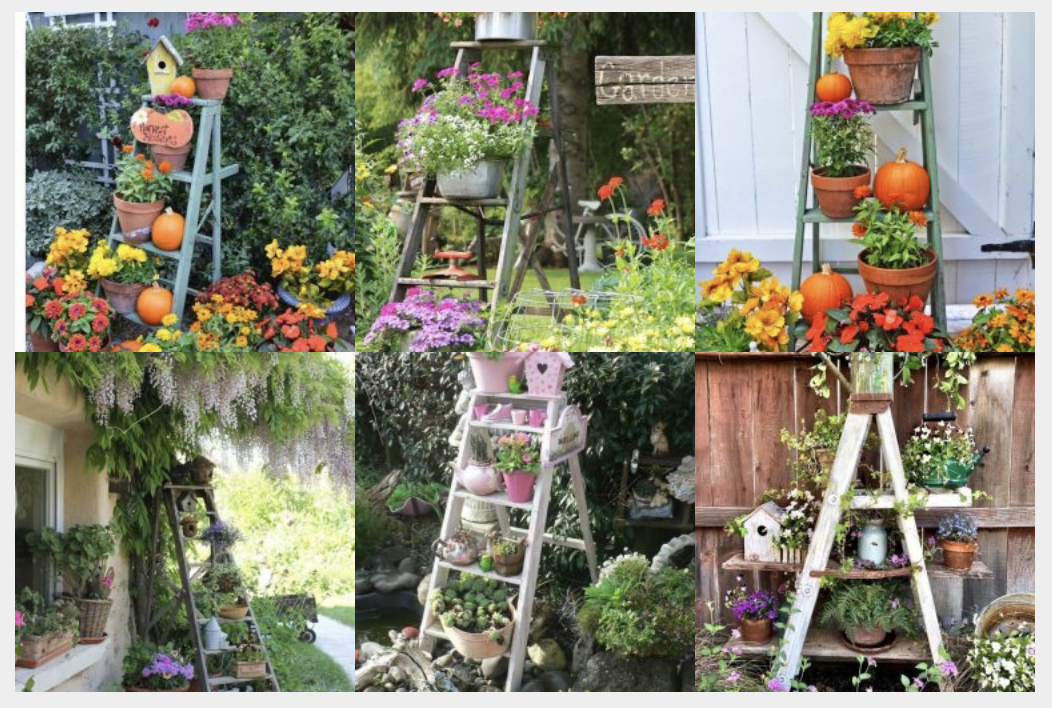 Leiter & Blumentöpfe: platzsparende Gartenideen :)