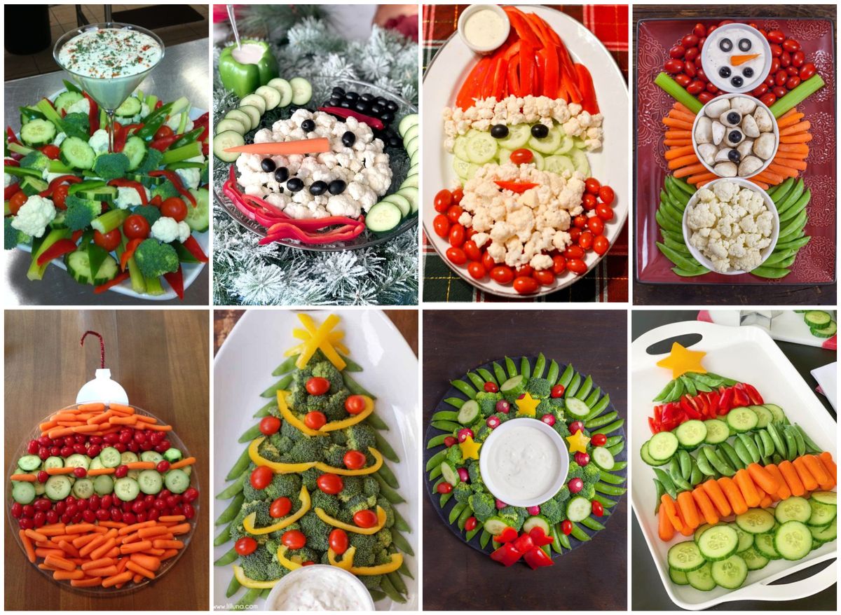 Einfache und festliche Weihnachts-Gemüseplatten
