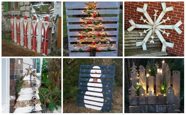 Weihnachtsdekoration aus Paletten für Garten