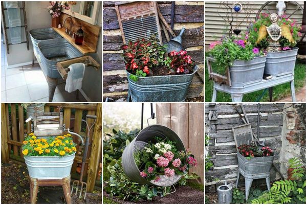 Stimmungsvolle Gartendeko mit alter Zinkwanne ;)