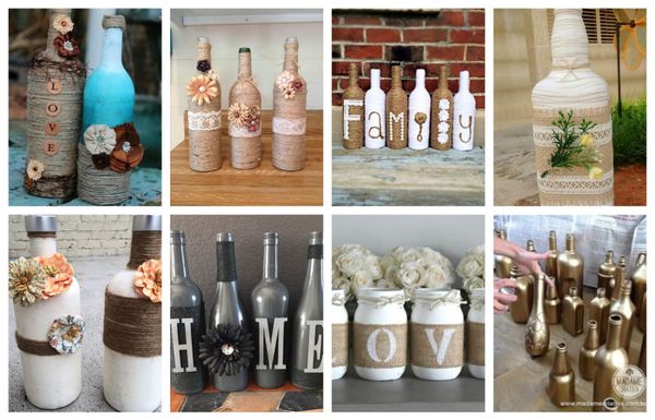 Wunderschöne Deko aus Weinflaschen in natürlichen Farben :)