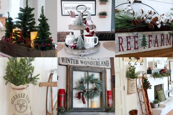 Nette Weihnachtsdekorationen im rustikalen Stil