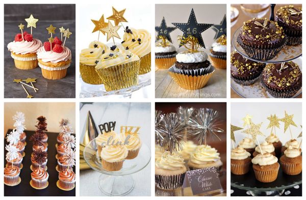 Wunderschöne Tipps, wie man Silvester-Muffins dekorieren kann :)