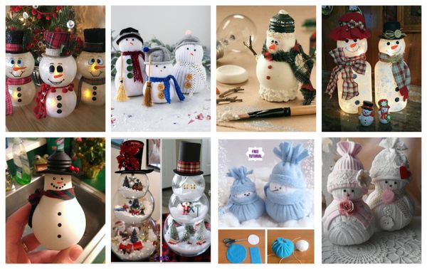 Niedliche Schneemänner aus verschiedenen Materialien basteln :)