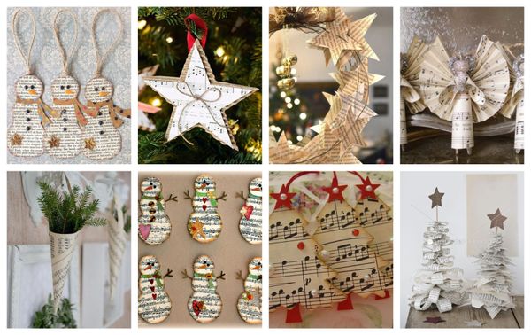 Die schönsten winterlichen Dekorationen aus Noten- und Zeitungspapier :)