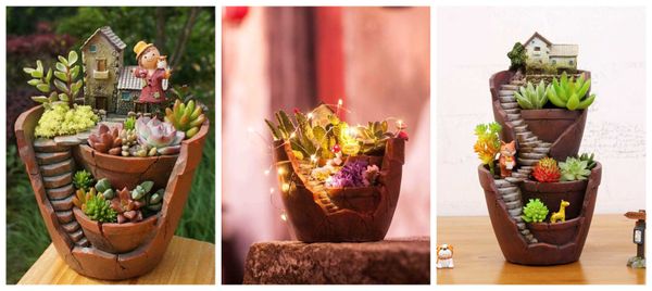 DIY märchenhafte Dekoration: ein Minigarten in einem Blumentopf :)