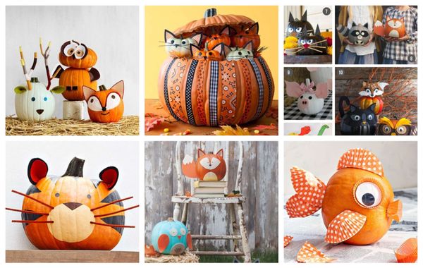 Ganz ohne schnitzen: süße Tiere aus Kürbissen basteln :)