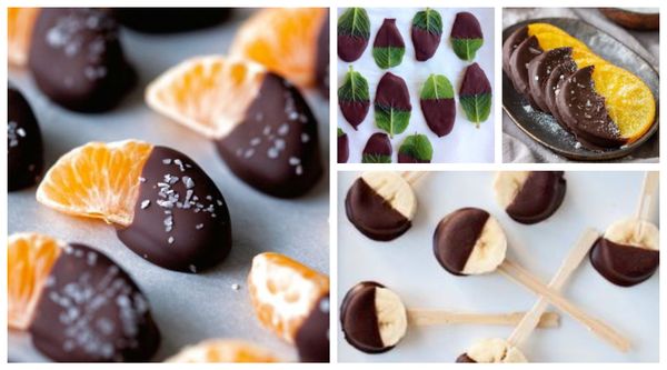 Getrunke Schokolade-Obststücke als leckeres Snack :)