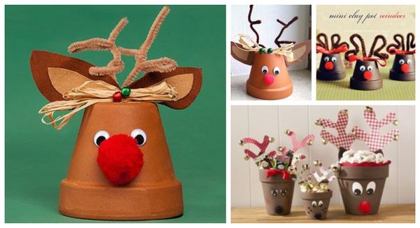 Rudolf- Rentier im Tontopf als Weihnachtsdekoration :)