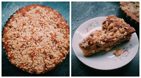 Schneller Streuselkuchen mit Marillen-Röster und wenig Zucker :)