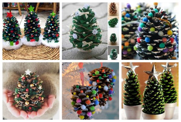Mini-Christbäume aus Tannenzapfen basteln – zauberhafte Bastelideen :)
