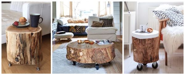 Praktische Beistelltische auf Rädern aus Baumstämmen selber machen :)
