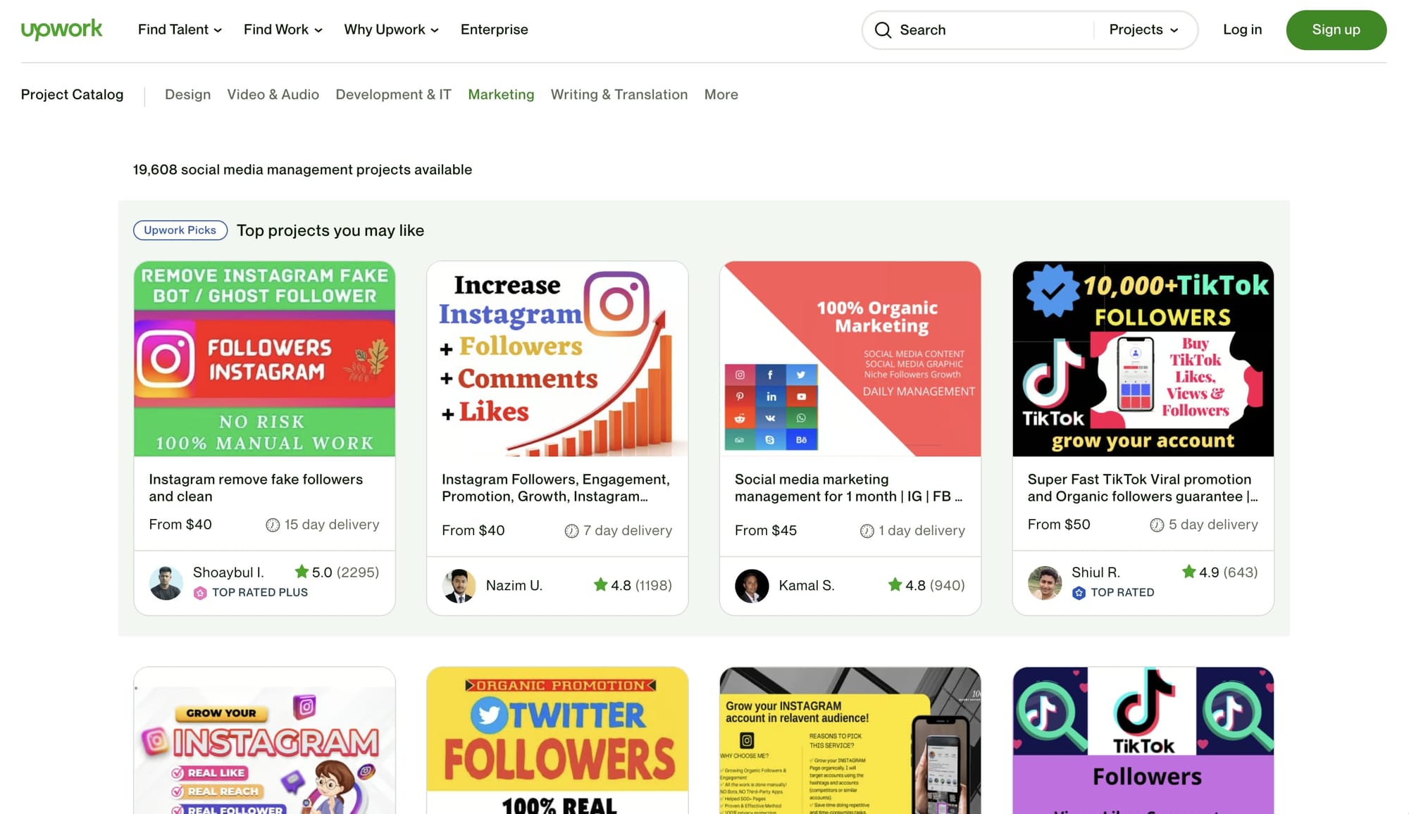 Drop servicing on Upwork