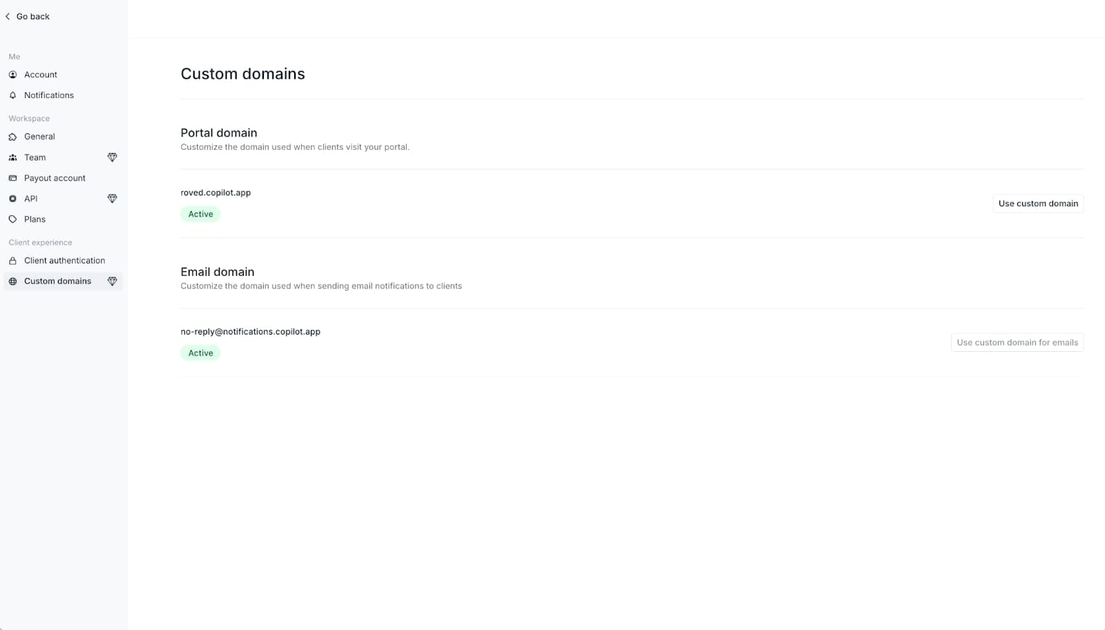 Adding a custom domain settings