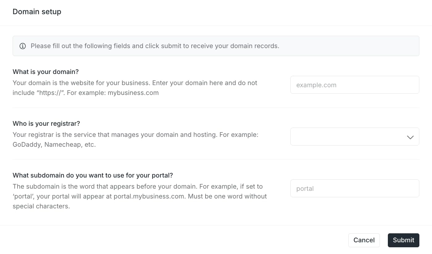 Subdomain connection instructions