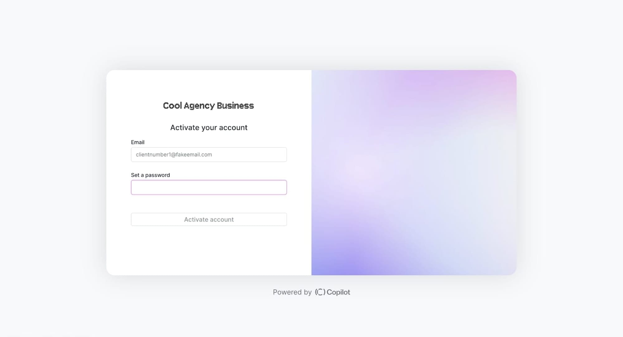 Web portal log in screen