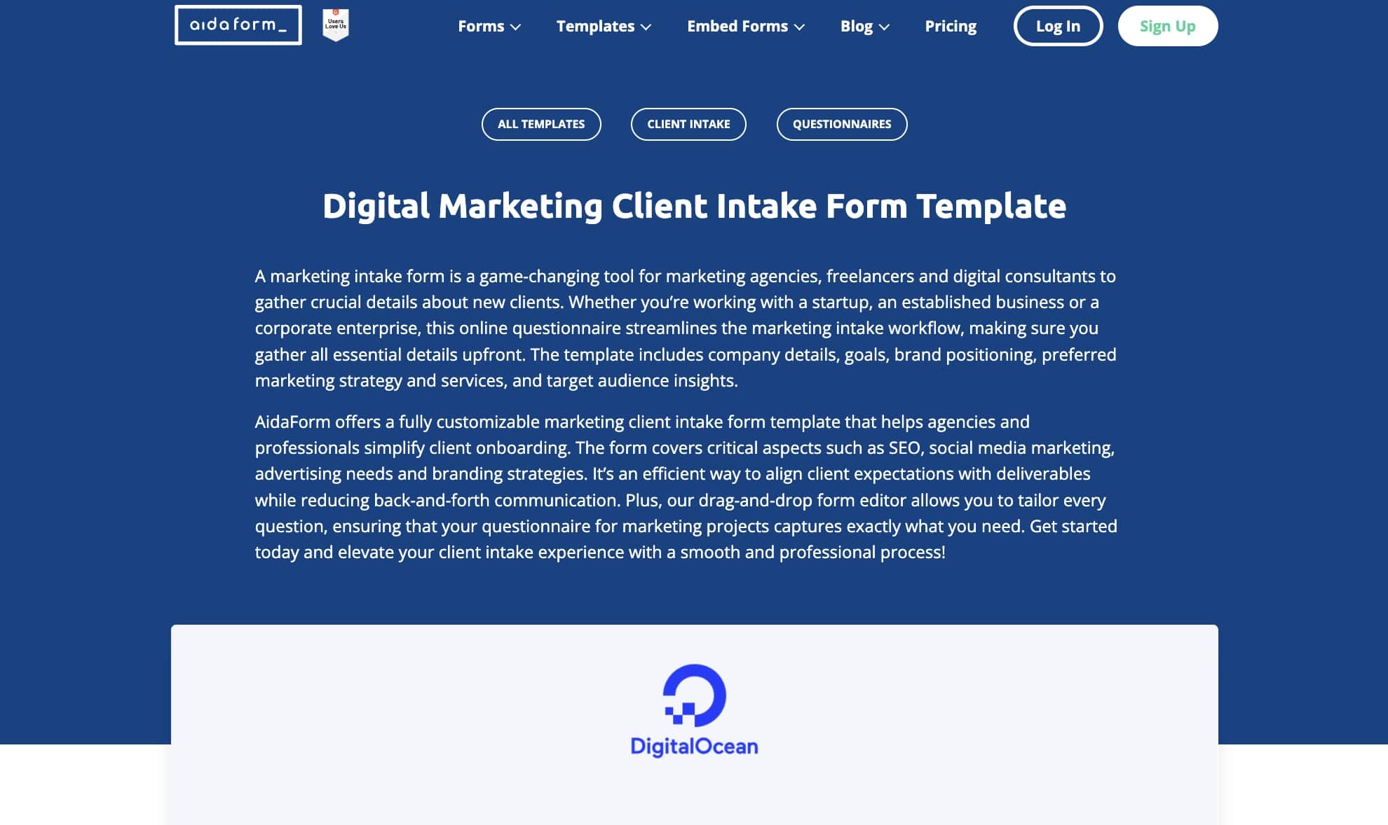 Marketing intake form template