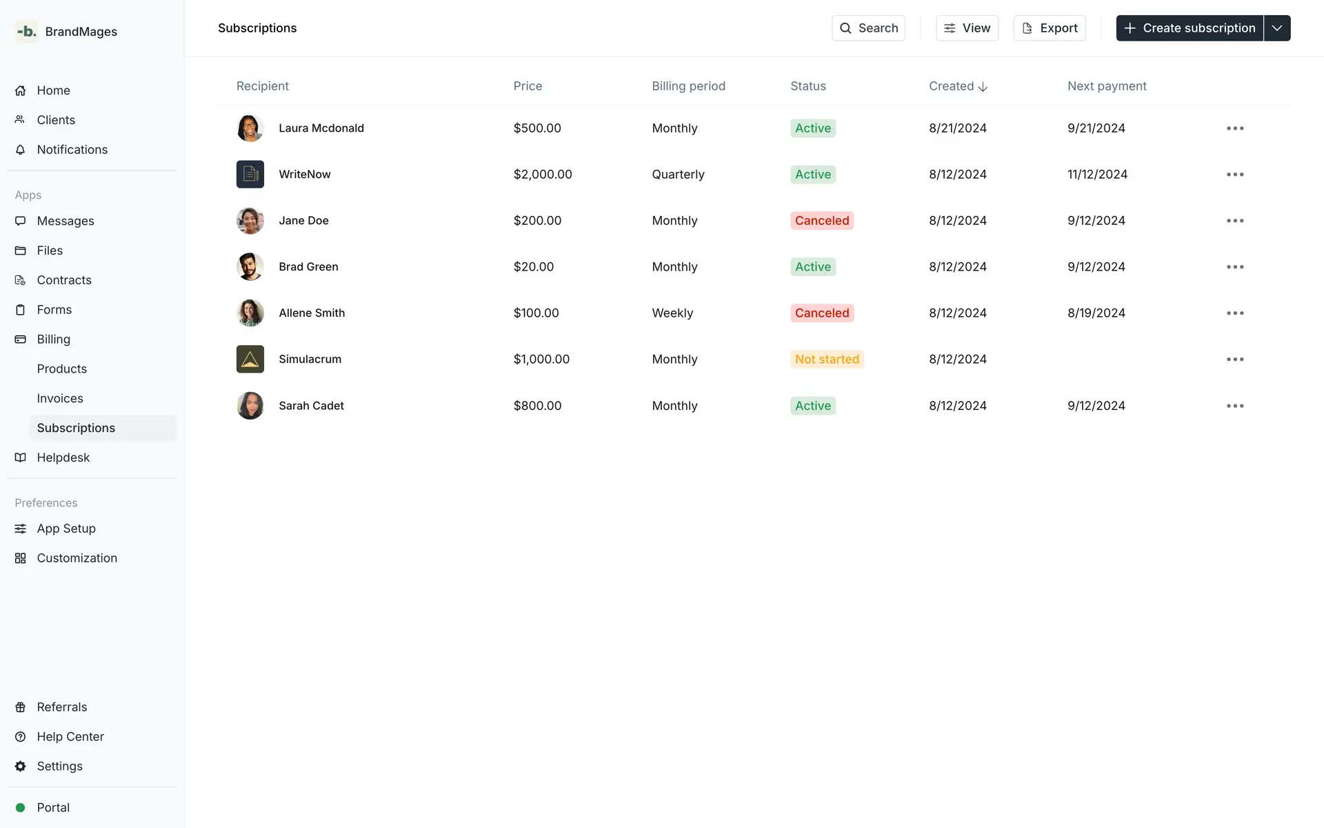 Subscriptions in Assembly