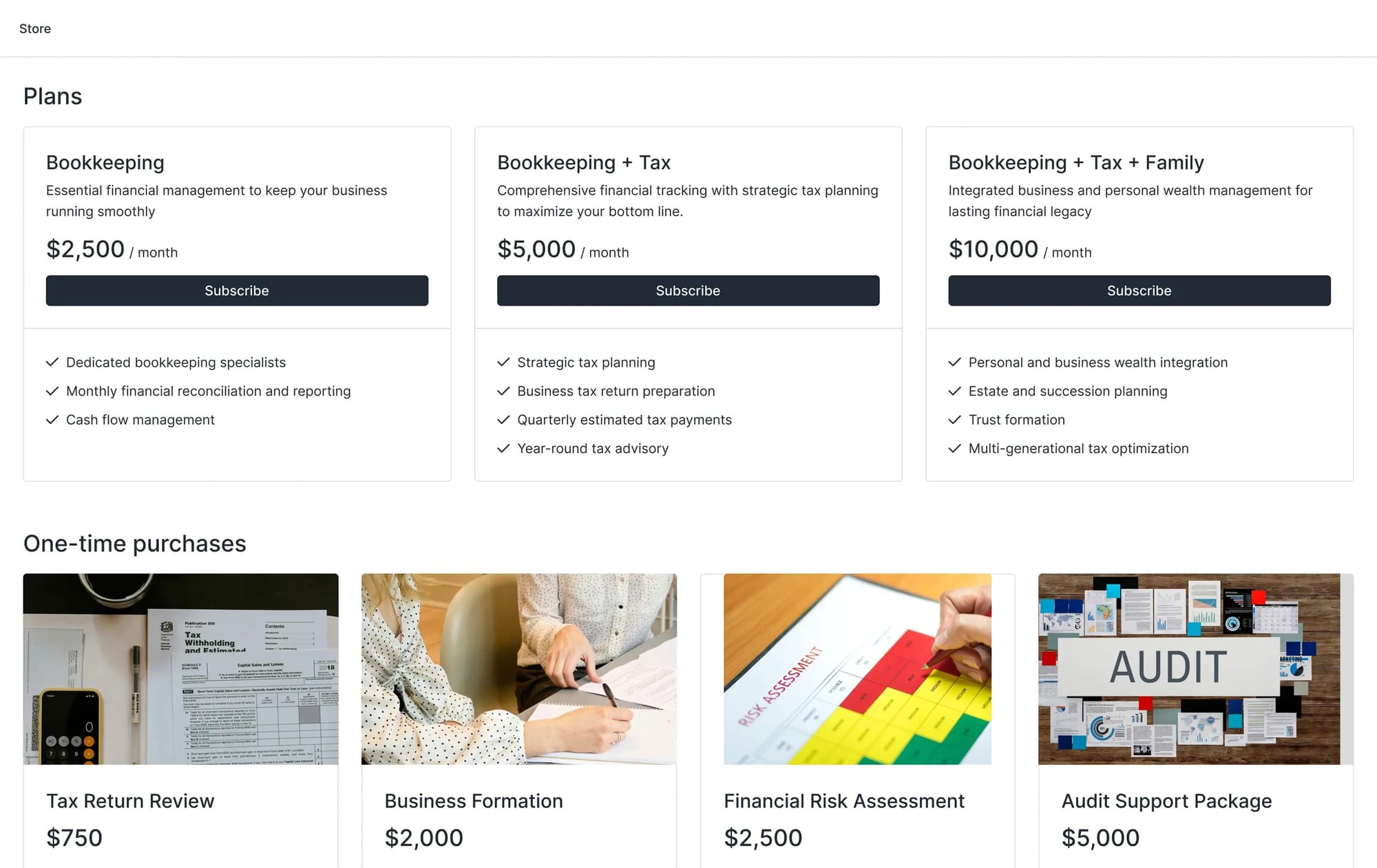 Store product features