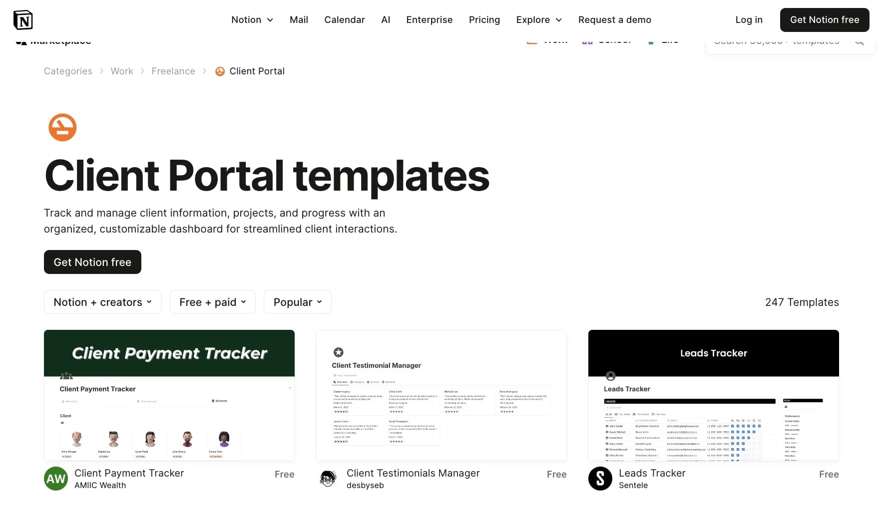 Notion client portal templates