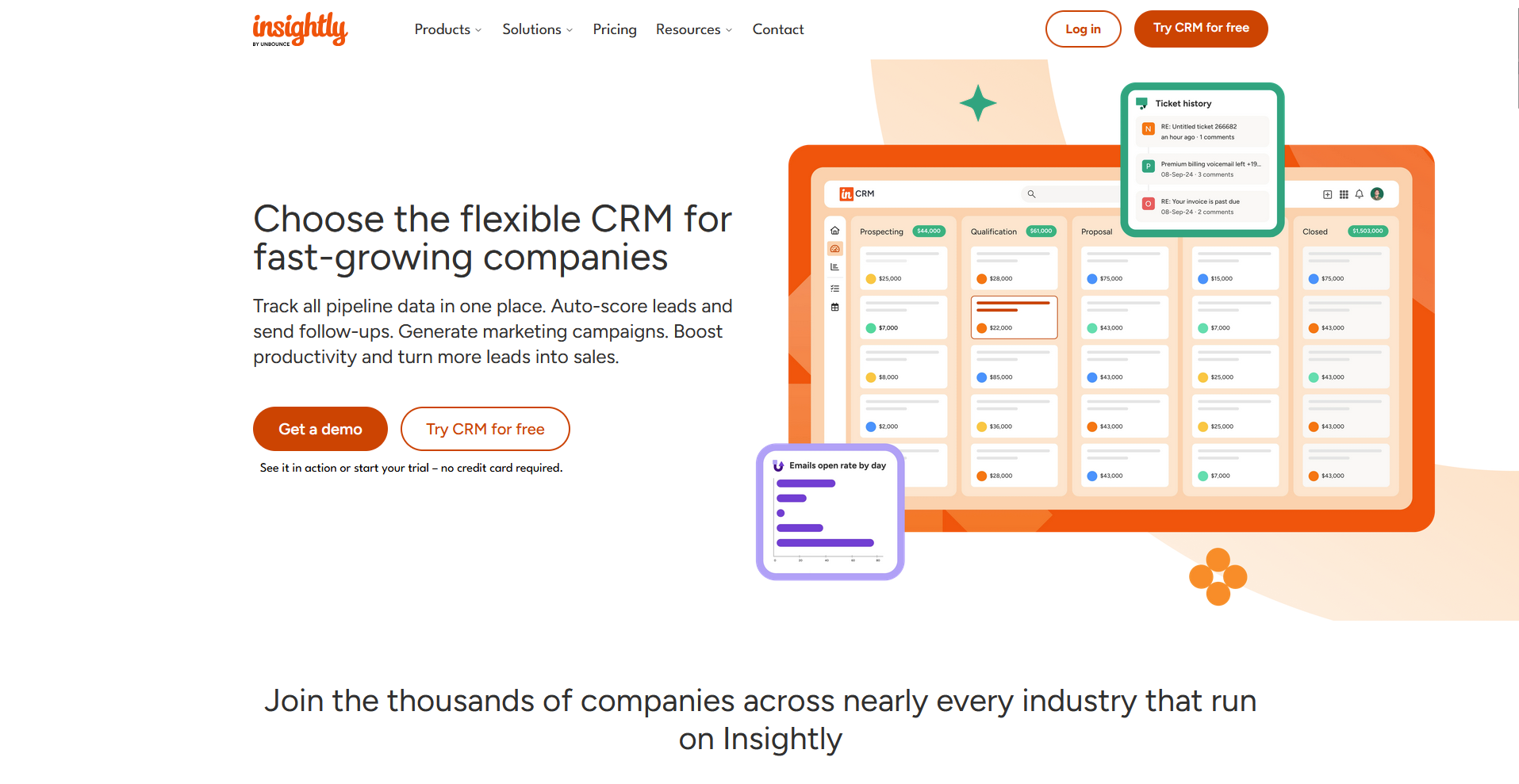 Insightly homepage
