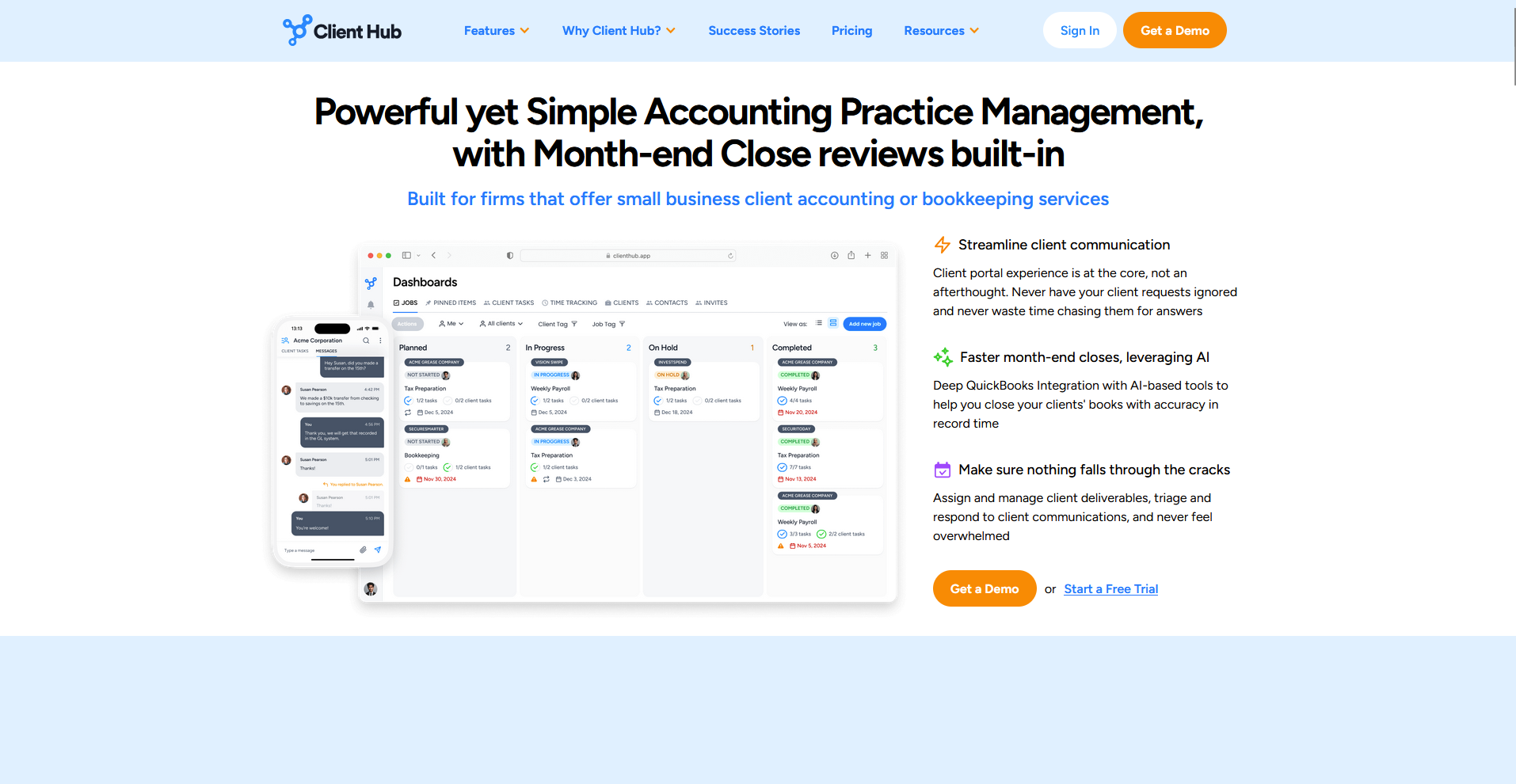 Client Hub home page
