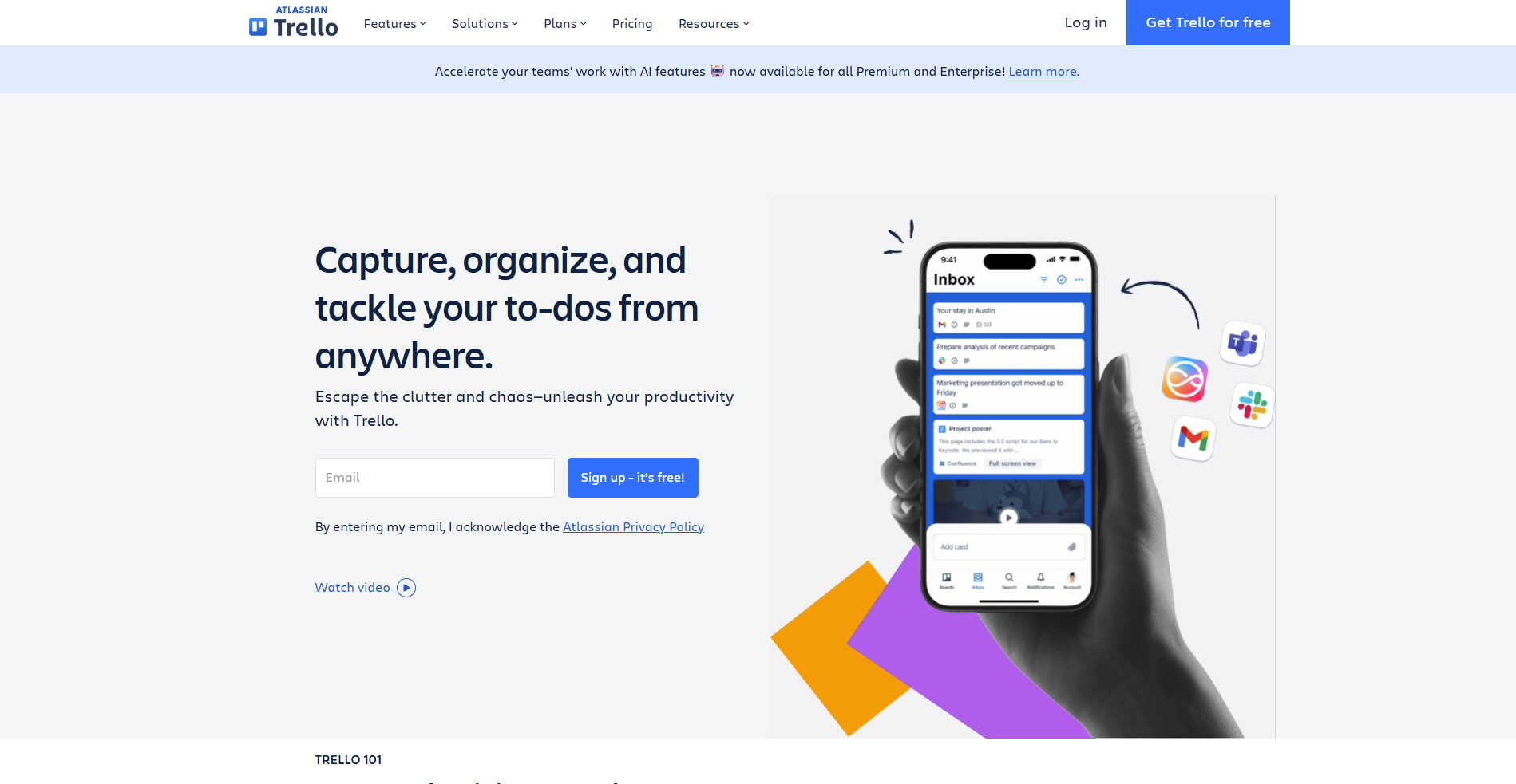 Trello homepage
