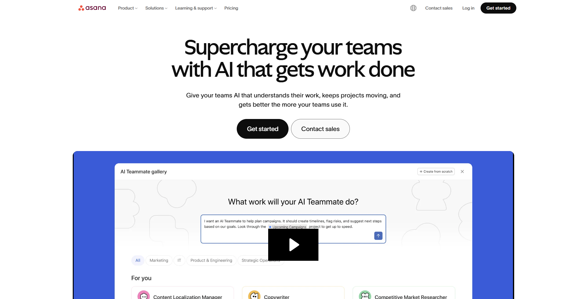 Asana homepage

