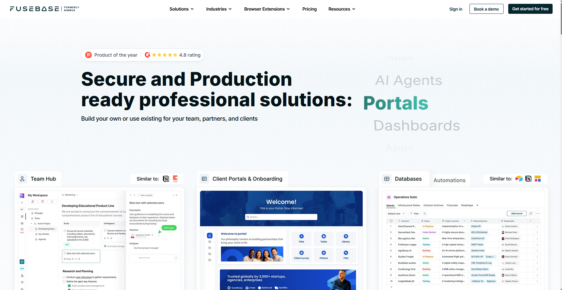 FuseBase homepage